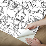 Star Wars Saga Line Sketches Black Peel & Stick Wallpaper with Licensed Star Wars Classic Line-Drawing Pattern - York RMK12451PL