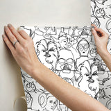 Star Wars Saga Line Sketches Black Peel & Stick Wallpaper with Licensed Star Wars Classic Line-Drawing Pattern - York RMK12451PL