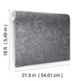Star Wars Saga Line Sketches Grey Peel & Stick Wallpaper with Licensed Novelty Line-Art Pattern - York RMK12453PL