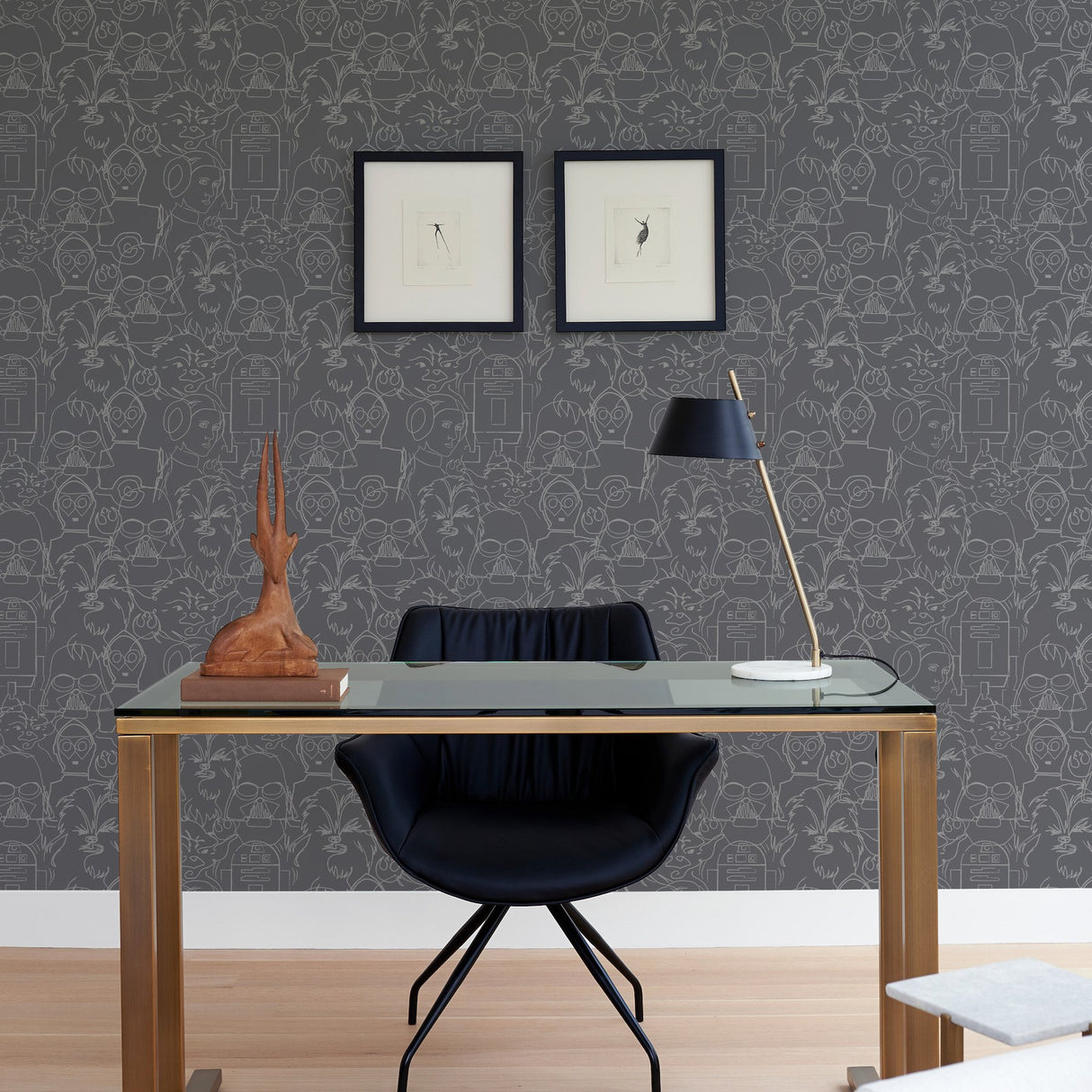 Star Wars Saga Line Sketches Grey Peel & Stick Wallpaper with Licensed Novelty Line-Art Pattern - York RMK12453PL