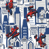 Spider-Man Cityscape Blue Peel & Stick Wallpaper with Marvel Licensed City Pattern - York RMK12459RL