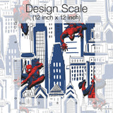 Spider-Man Cityscape Blue Peel & Stick Wallpaper with Marvel Licensed City Pattern - York RMK12459RL