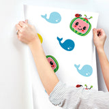 CoComelon Multicolor Wallpaper with Cartoon Whales & Logo Peel & Stick Kids Novelty - York RMK12460RL