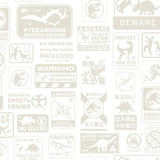 Jurassic World: Dominion Signs Beige Peel & Stick Wallpaper with Warning Sign Motif - York RMK12461RL