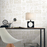 Jurassic World: Dominion Signs Beige Peel & Stick Wallpaper with Warning Sign Motif - York RMK12461RL