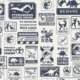 Jurassic World: Dominion Signs Blue Peel & Stick Wallpaper with Dinosaur Warning Sign Motif - York RMK12462RL