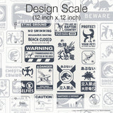 Jurassic World: Dominion Signs Blue Peel & Stick Wallpaper with Dinosaur Warning Sign Motif - York RMK12462RL