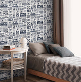 Jurassic World: Dominion Signs Blue Peel & Stick Wallpaper with Dinosaur Warning Sign Motif - York RMK12462RL