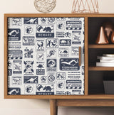 Jurassic World: Dominion Signs Blue Peel & Stick Wallpaper with Dinosaur Warning Sign Motif - York RMK12462RL