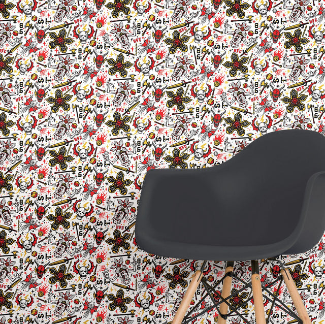 Stranger Things Hellfire Club Red Peel & Stick Wallpaper with Whimsical Novelty Pattern - York RMK12463RL