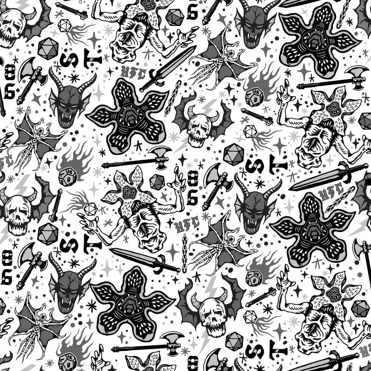 Stranger Things Hellfire Club Black Peel & Stick Wallpaper with Whimsical Novelty Pattern - York RMK12464RL