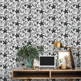 Stranger Things Hellfire Club Black Peel & Stick Wallpaper with Whimsical Novelty Pattern - York RMK12464RL