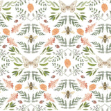Forest Cottage Bee & Butterfly White Peel & Stick Wallpaper with Botanical Insect Motif - York RMK12470PLW