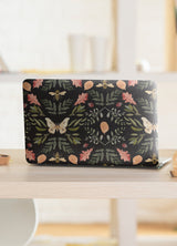 Penny Lane Forest Cottage Bee & Butterfly Black Peel & Stick Wallpaper with Botanical Insect Motif - York RMK12471PLW