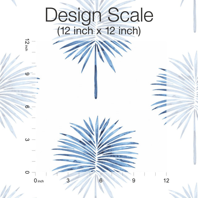 Cat Coquillette Fun Fronds Blue Peel & Stick Tropical Trees Wallpaper - York RMK12511RL