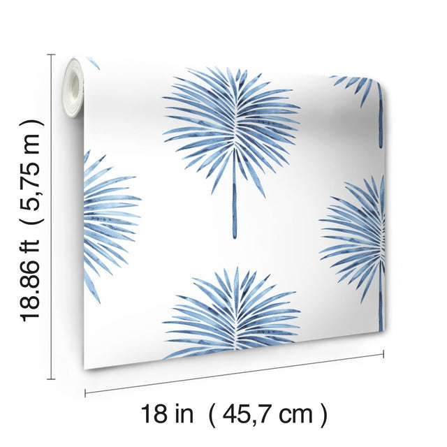 Cat Coquillette Fun Fronds Blue Peel & Stick Tropical Trees Wallpaper - York RMK12511RL