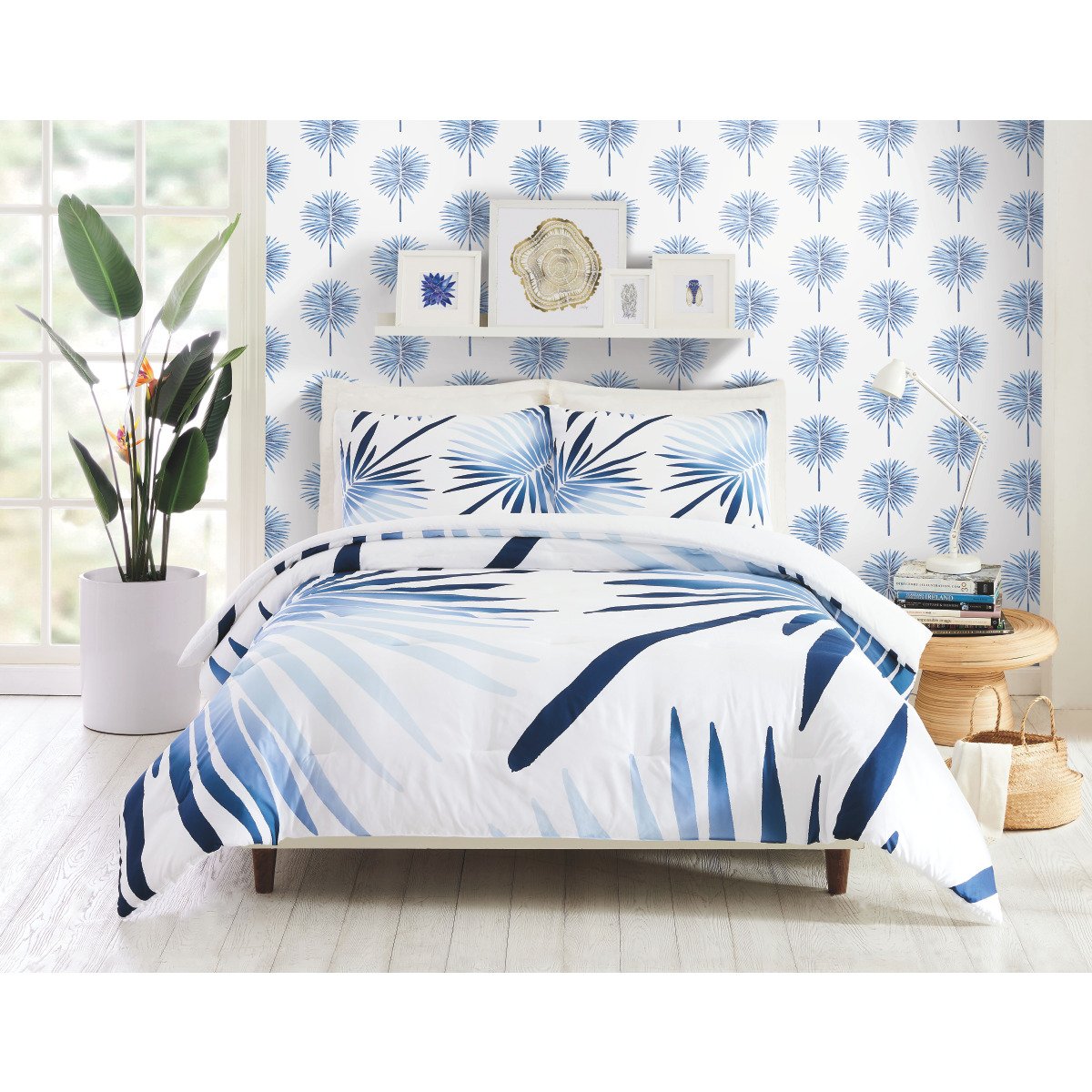Cat Coquillette Fun Fronds Blue Peel & Stick Tropical Trees Wallpaper - York RMK12511RL