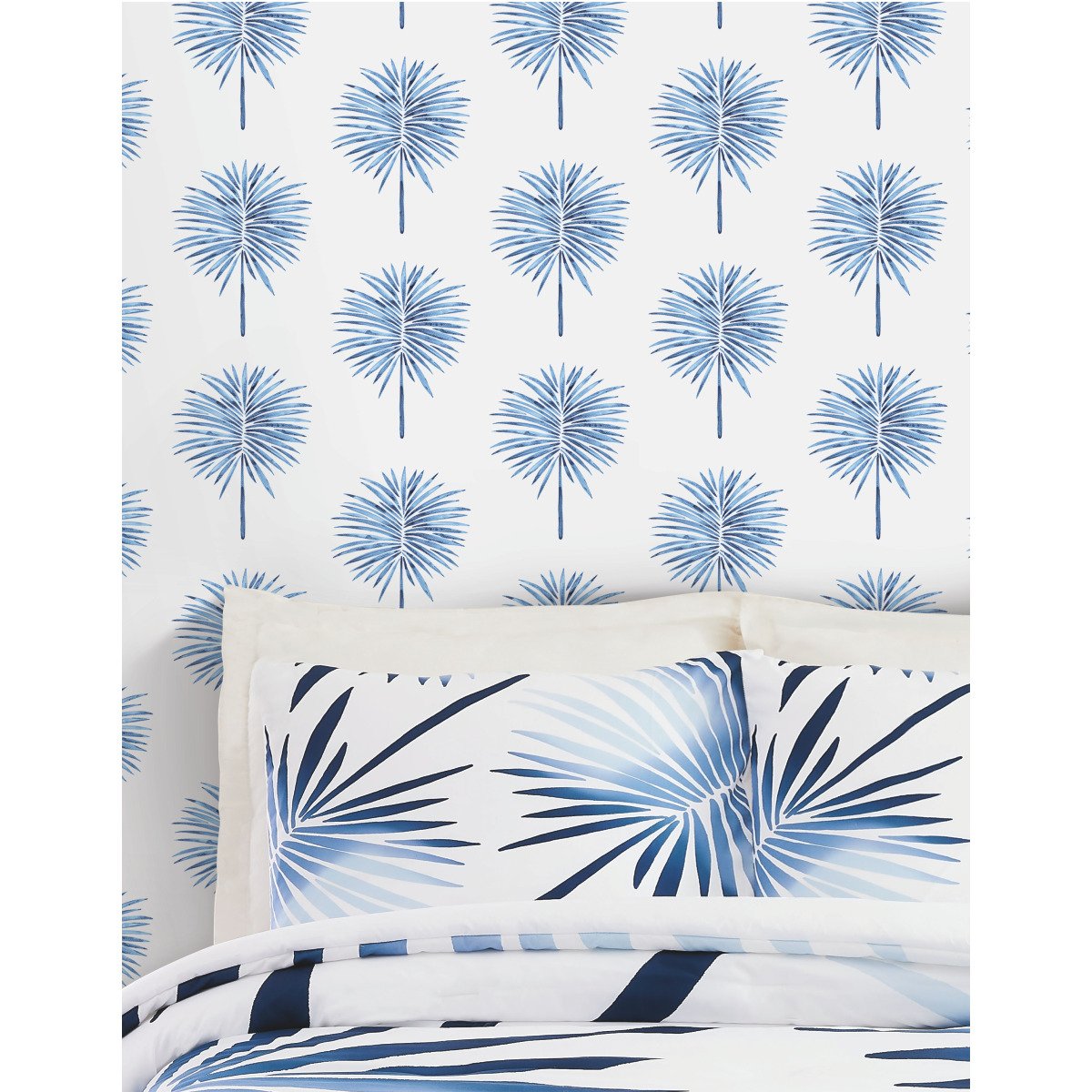 Cat Coquillette Fun Fronds Blue Peel & Stick Tropical Trees Wallpaper - York RMK12511RL
