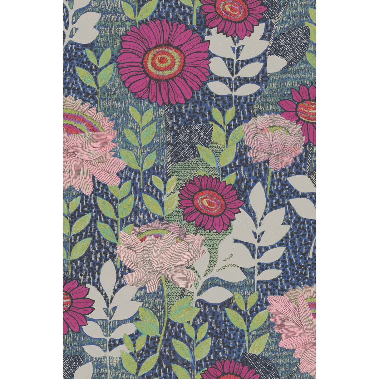 Botanical Garden Blue Peel & Stick Wallpaper with Modern Botanical Floral Pattern - York RMK12513RL