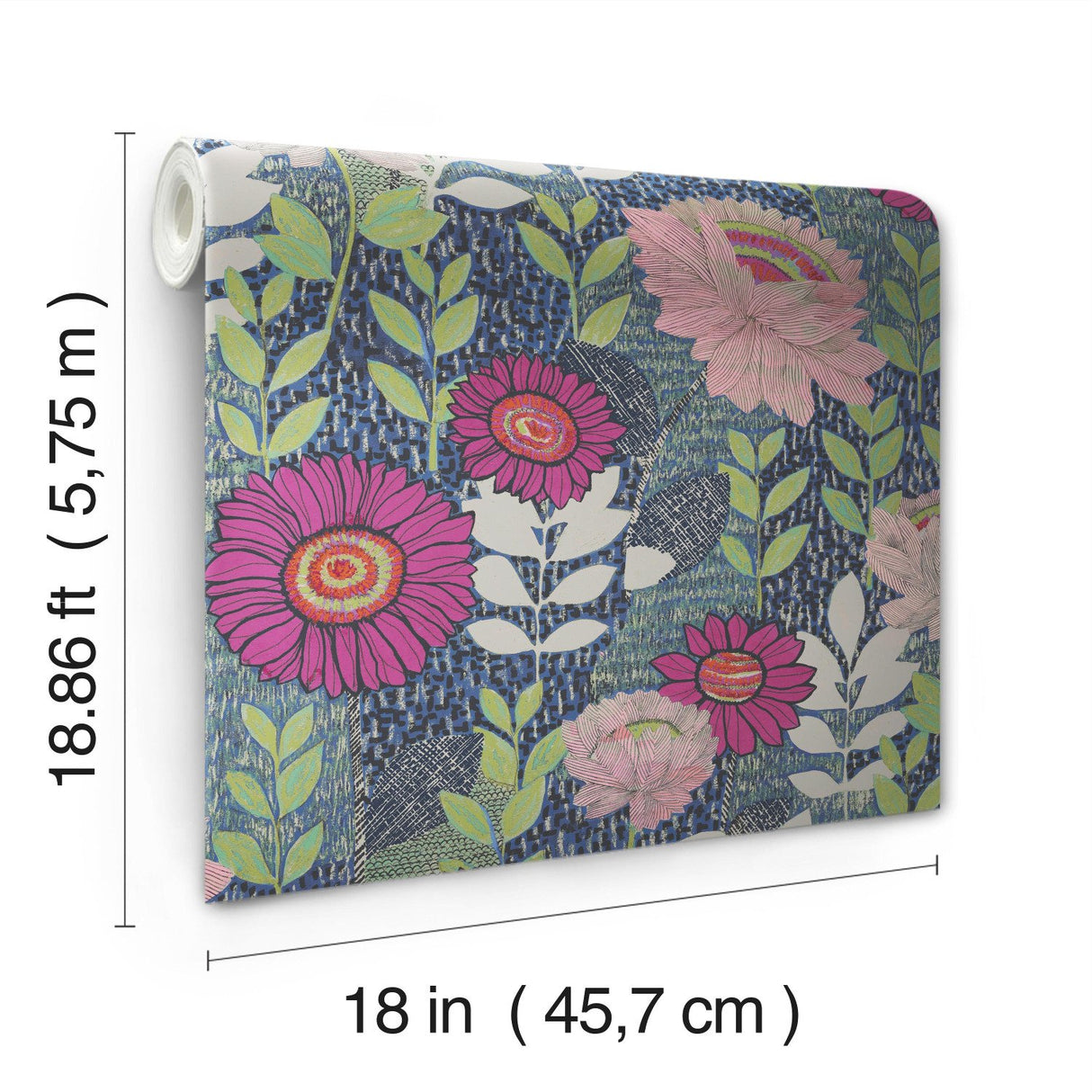 Botanical Garden Blue Peel & Stick Wallpaper with Modern Botanical Floral Pattern - York RMK12513RL