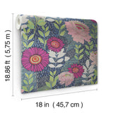 Botanical Garden Blue Peel & Stick Wallpaper with Modern Botanical Floral Pattern - York RMK12513RL