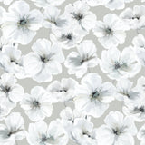 Hawthorn Blossom Grey Peel & Stick Wallpaper with Modern Botanical Floral Pattern - York RMK12514RL