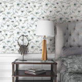 Hawthorn Blossom Grey Peel & Stick Wallpaper with Modern Botanical Floral Pattern - York RMK12514RL