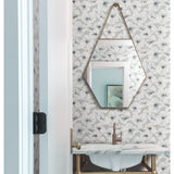 Hawthorn Blossom Grey Peel & Stick Wallpaper with Modern Botanical Floral Pattern - York RMK12514RL