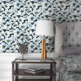 Hawthorn Blossom Navy Peel & Stick Wallpaper with Modern Botanical Floral Pattern - York RMK12516RL