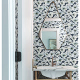Hawthorn Blossom Navy Peel & Stick Wallpaper with Modern Botanical Floral Pattern - York RMK12516RL