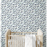 Hawthorn Blossom Navy Peel & Stick Wallpaper with Modern Botanical Floral Pattern - York RMK12516RL
