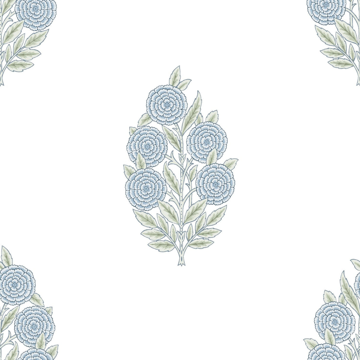 Dutch Floral Blue Peel & Stick Wallpaper with Modern Botanical Flowers Pattern - RoomMates RMK12517RL