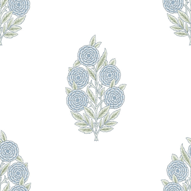 Dutch Floral Blue Peel & Stick Wallpaper with Modern Botanical Flowers Pattern - RoomMates RMK12517RL