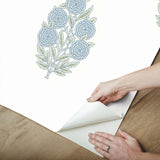 Dutch Floral Blue Peel & Stick Wallpaper with Modern Botanical Flowers Pattern - RoomMates RMK12517RL