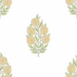 Dutch Floral Yellow Peel & Stick Wallpaper with Modern Botanical Flowers Pattern - York RMK12518RL