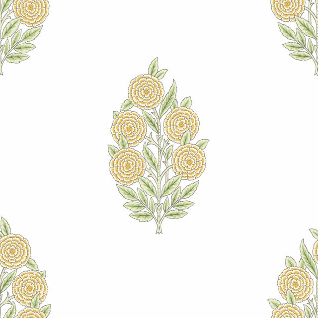 Dutch Floral Yellow Peel & Stick Wallpaper with Modern Botanical Flowers Pattern - York RMK12518RL