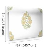 Dutch Floral Yellow Peel & Stick Wallpaper with Modern Botanical Flowers Pattern - York RMK12518RL