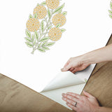 Dutch Floral Yellow Peel & Stick Wallpaper with Modern Botanical Flowers Pattern - York RMK12518RL