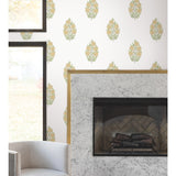 Dutch Floral Yellow Peel & Stick Wallpaper with Modern Botanical Flowers Pattern - York RMK12518RL