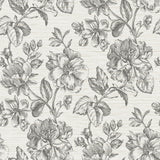 Flower Girl Charcoal Peel & Stick Wallpaper with Modern Botanical Flowers Pattern - York RMK12519RL