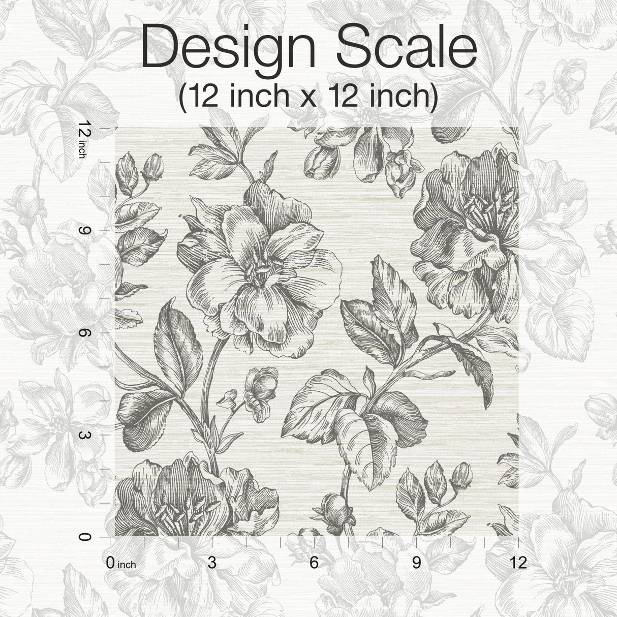 Flower Girl Charcoal Peel & Stick Wallpaper with Modern Botanical Flowers Pattern - York RMK12519RL