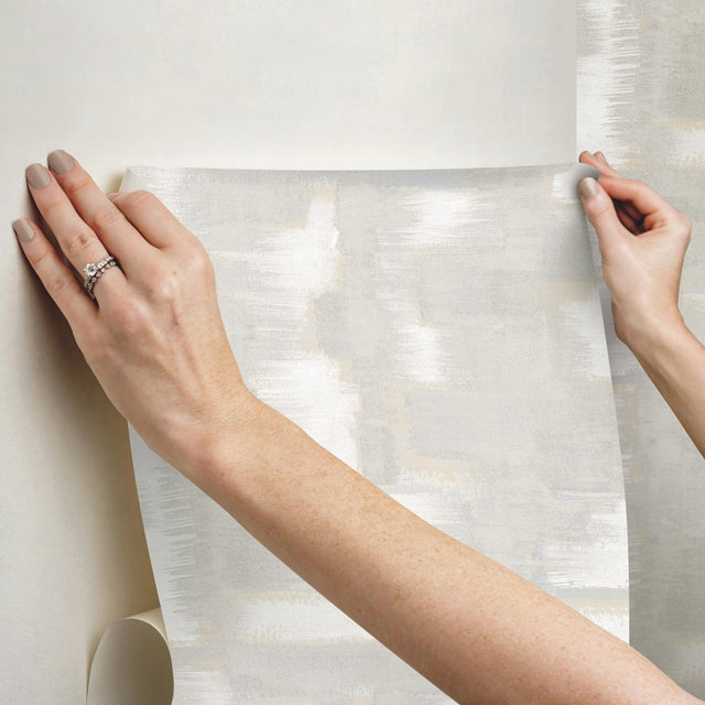 Modern Ikat Grey Peel & Stick Wallpaper with Abstract Ikat Pattern, Modern Style - York RMK12527RL