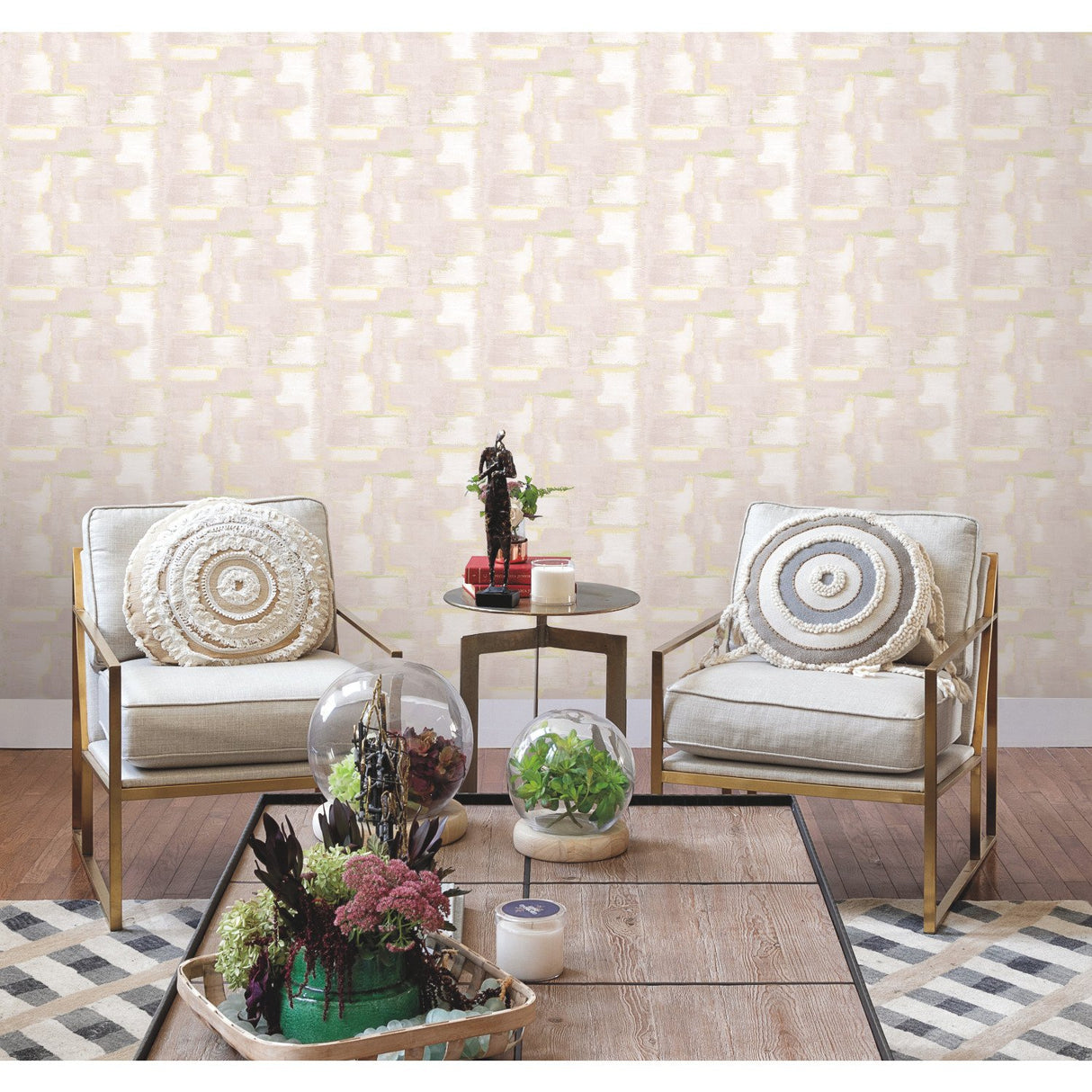 Modern Ikat Blush Peel & Stick Wallpaper with Abstract Ikat Pattern and Modern Style - York RMK12528RL