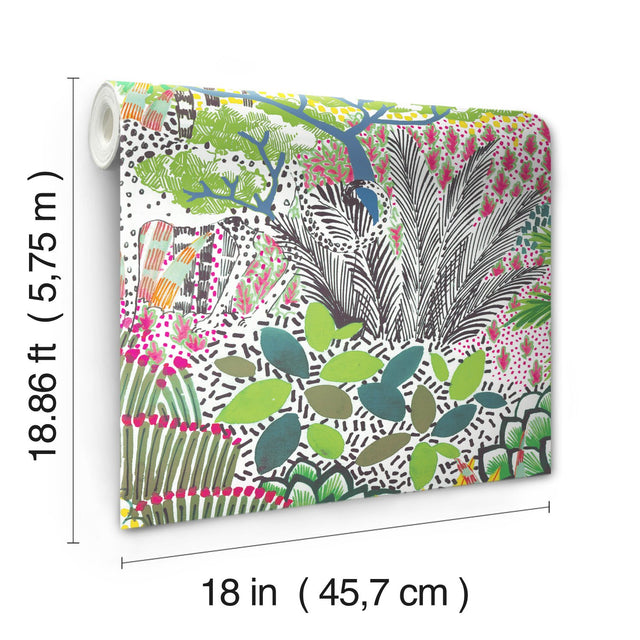 Jungle Vibe Yellow Peel & Stick Wallpaper with Whimsical Botanical Floral Pattern - York RMK12532RL