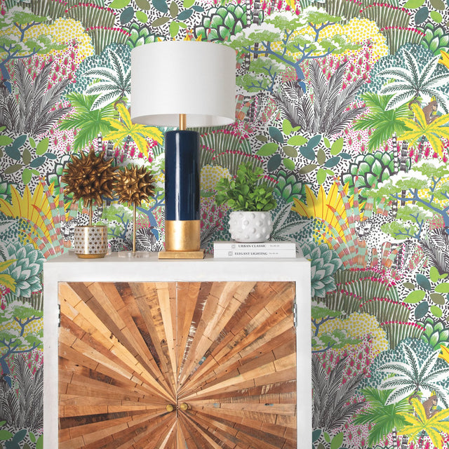 Jungle Vibe Yellow Peel & Stick Wallpaper with Whimsical Botanical Floral Pattern - York RMK12532RL