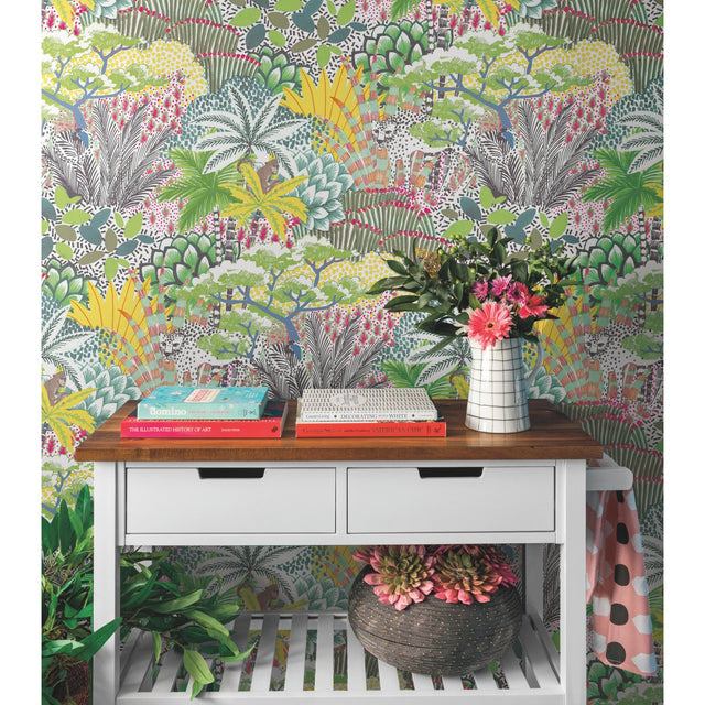 Jungle Vibe Yellow Peel & Stick Wallpaper with Whimsical Botanical Floral Pattern - York RMK12532RL