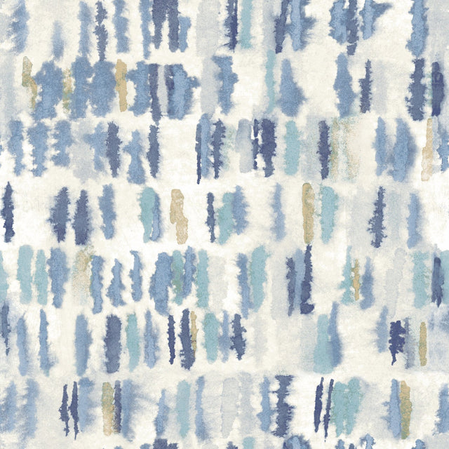 Watercolor Fountain Blue Peel & Stick Wallpaper with Whimsical Abstract Geometrics - York RMK12533RL