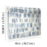 Watercolor Fountain Blue Peel & Stick Wallpaper with Whimsical Abstract Geometrics - York RMK12533RL