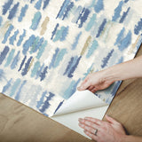 Watercolor Fountain Blue Peel & Stick Wallpaper with Whimsical Abstract Geometrics - York RMK12533RL