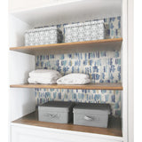 Watercolor Fountain Blue Peel & Stick Wallpaper with Whimsical Abstract Geometrics - York RMK12533RL